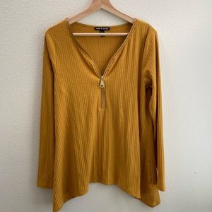 Gold tunic with gold zipper